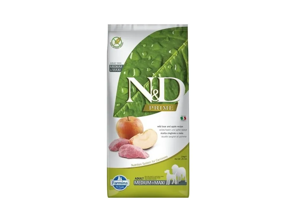 N&D PRIME Dog GF Wild Boar & Apple Adult Medium & Maxi 12 kg Jen Po Omezenou Doba
