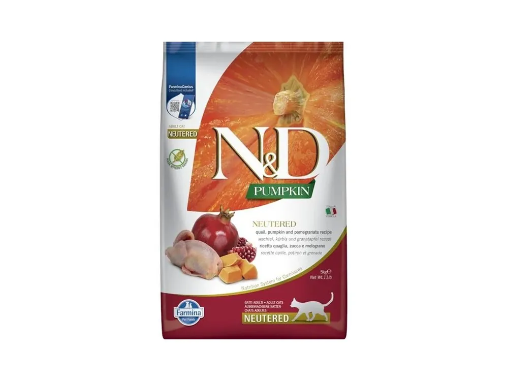 N&D PUMPKIN Cat GF Quail & Pomegranate Neutered Adult 5 kg Super Cena