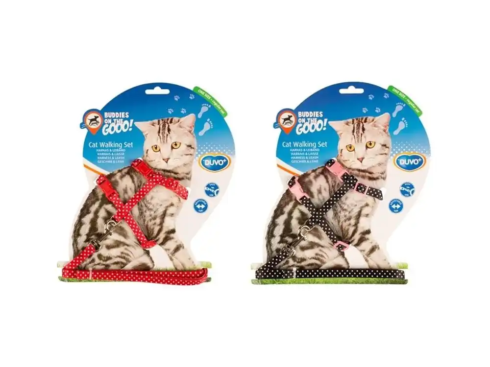 Zlevněný Postroj a vodítko cat DUVO+ s puntíky 20-35cm/10mm-125cm