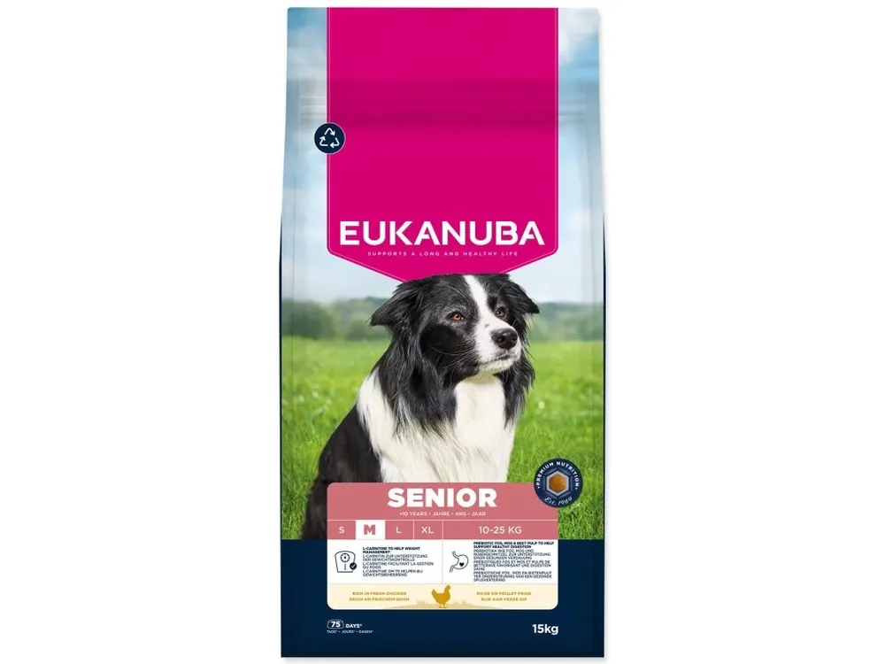 Krmivo EUKANUBA Senior Medium rich in fresh chicken 15 kg Vysoce Kvalitní