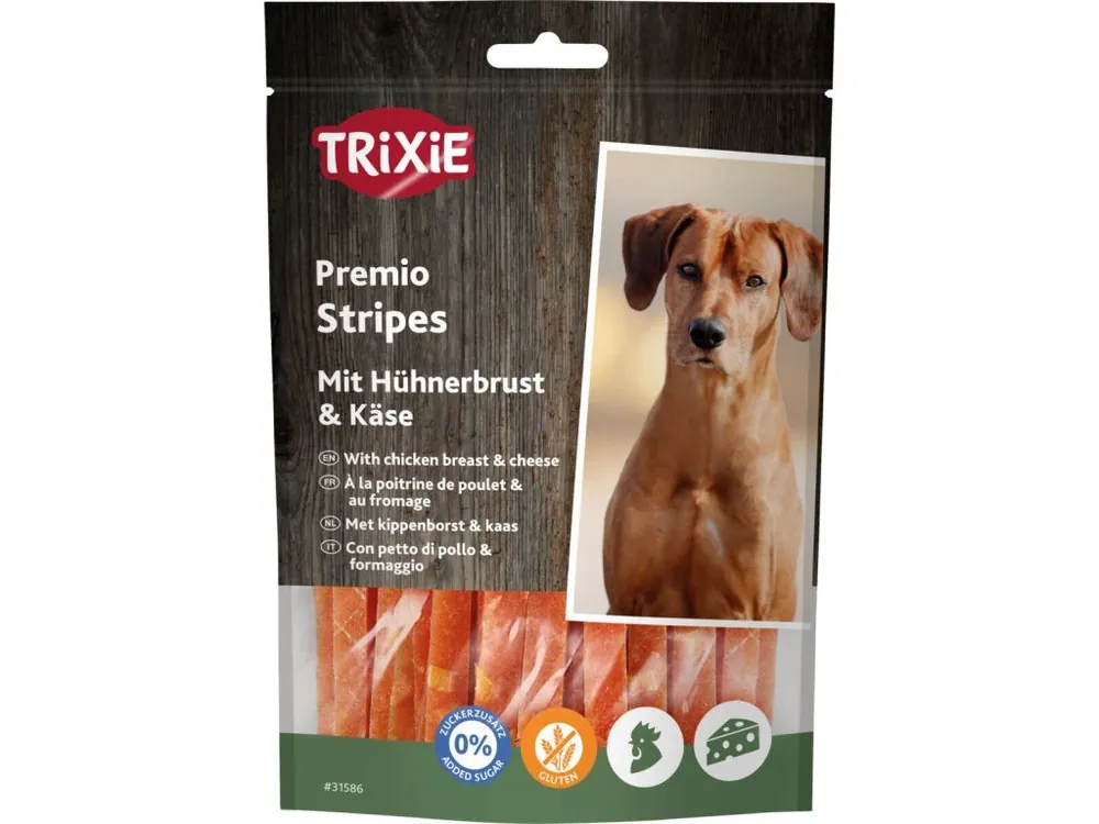 Premio CHICKEN CHEESE STRIPES - kuřecí pásky se sýrem 100g Finální Výprodej