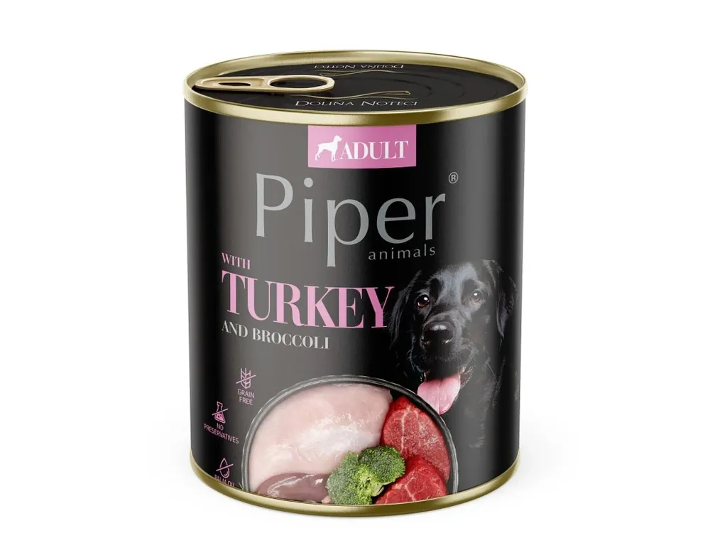Sleva NEW PIPER s krůtou a brokolicí, konzerva pro psy 800 g