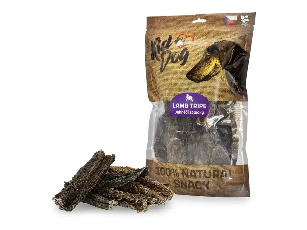 Originální KIDDOG 100% Natural Snack, jehněčí žaludek, 12 cm / 300 g