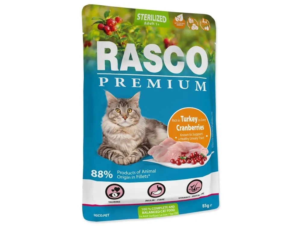 Nejlepší Volba Kapsička Rasco Premium Sterilized krůta s brusinkou 85g