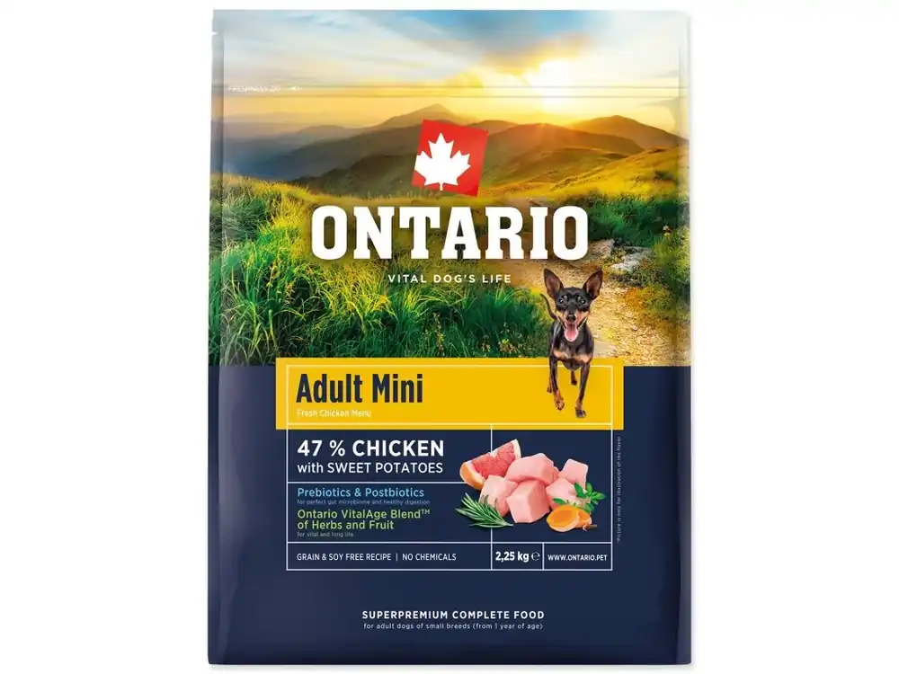 Krmivo Ontario Adult Mini Chicken & Sweet Potatoes 2,25 kg Expresní Doručení