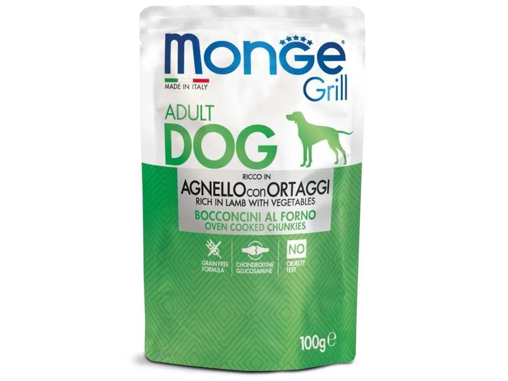 Expresní Doručení MONGE GRILL kapsička jehněčí se zeleninou pro psy 100 g