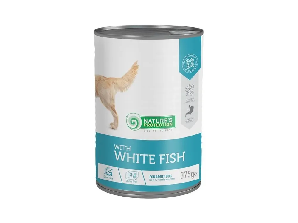 Finální Výprodej Nature‘s Protection Dog konzerva Adult bílá ryba 375 g