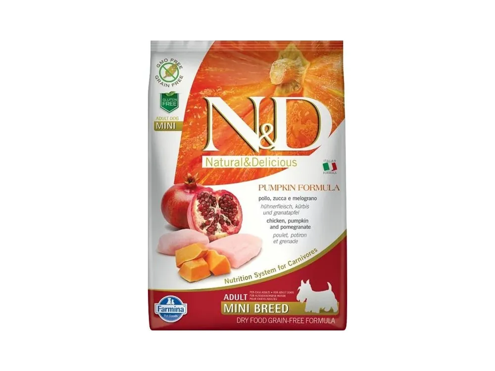 N&D PUMPKIN Dog GF Chicken & Pomegranate Adult Mini 7 kg Akční Cena