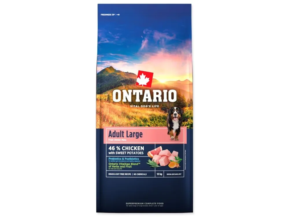 Krmivo Ontario Adult Large Chicken & Sweet Potatoes 12 kg Nízká Cena