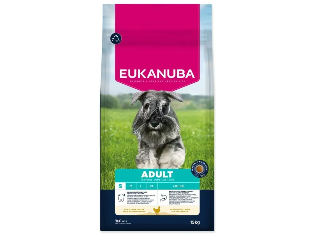Krmivo EUKANUBA Adult Small rich in fresh chicken 15 kg Pouze Dnes
