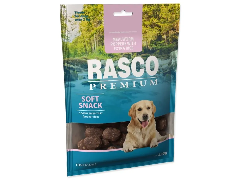Pochoutka Rasco Premium mouční červi a extra rýže 230 g Levný