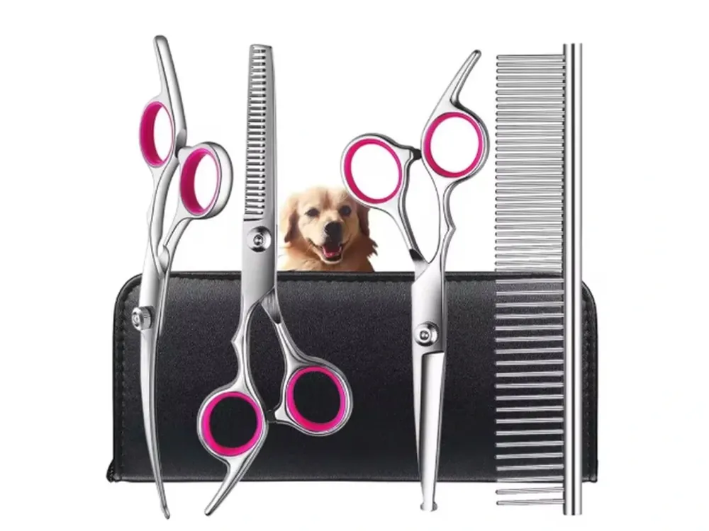 4-dílná sada pro úpravu srsti psů (3x nůžky + 1x hřeben) Must-Have