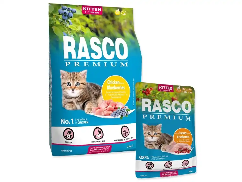 Krmivo Rasco Premium Kitten kuře 2kg + 5 kapsiček ZDARMA Bezpečná Platba
