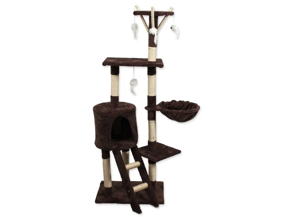 Odpočívadlo Magic Cat Mia s hračkami hnědé 35x50x140 cm Výprodej