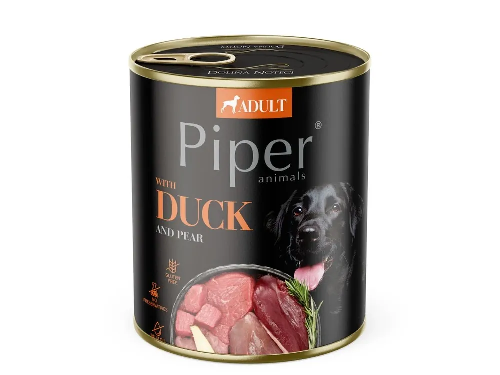 Rychlé Dodání NEW PIPER s kachnou a hruškou, konzerva pro psy 800 g