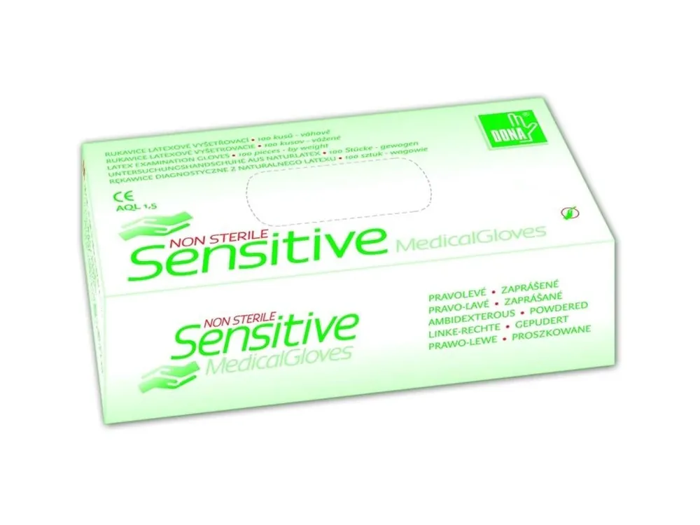 Rukavice nesterilní latex Sensitive M 100 ks s pudrem Nejprodávanější