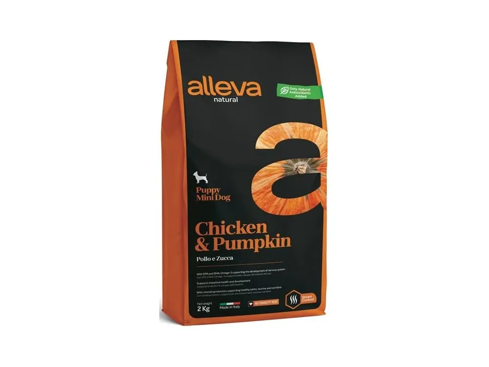Výhodná Nabídka ALLEVA NATURAL Dog Dry Puppy Chicken & Pumpkin Mini 2 kg