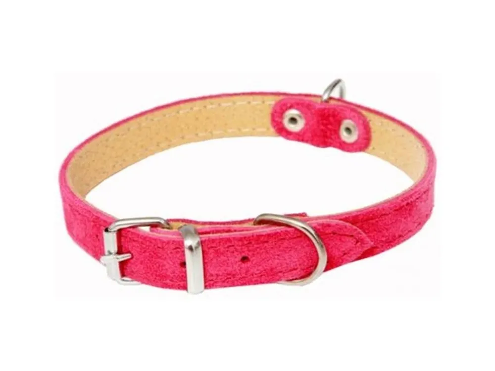 Cenový Hit Obojek semišová kůže SUNNY Fuchsie BAFPET 1,4 x 35 cm