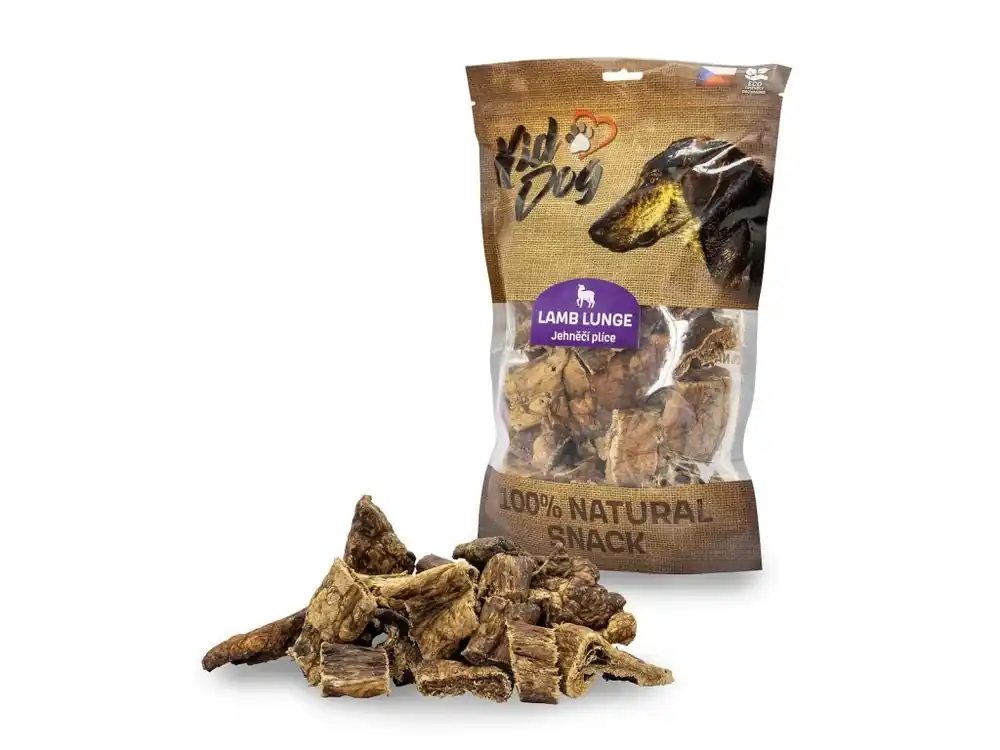 Cenový Hit KIDDOG 100% Natural Snack, jehněčí plíce 2-4 cm / 300 g