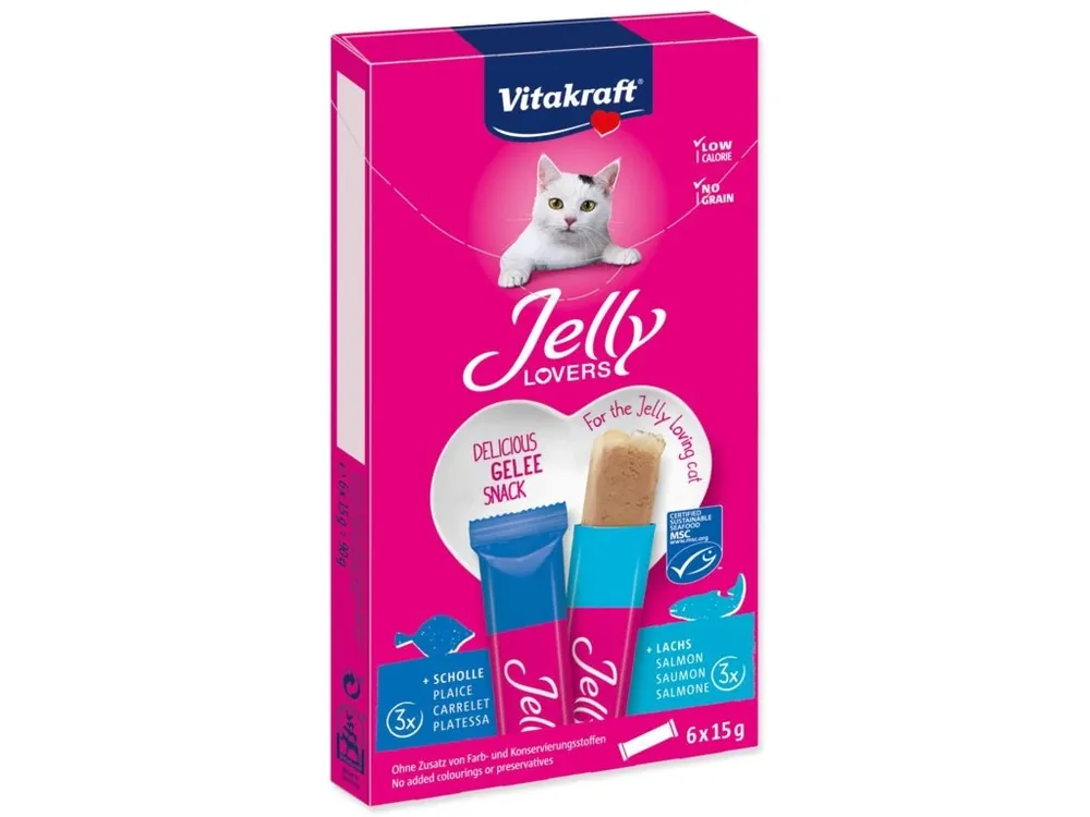 Přímo Od Výrobce Pochoutka Vitakraft Jelly Lovers losos a treska 6x15g