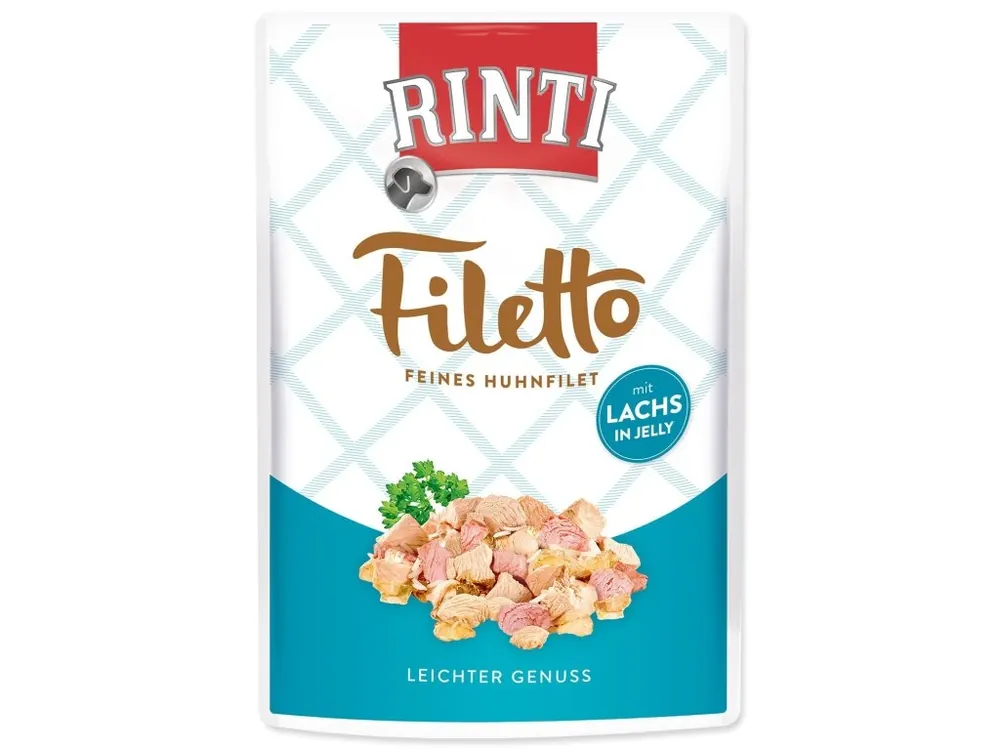 Autentický Kapsička Rinti Filetto Adult kuře a losos v želé 100g