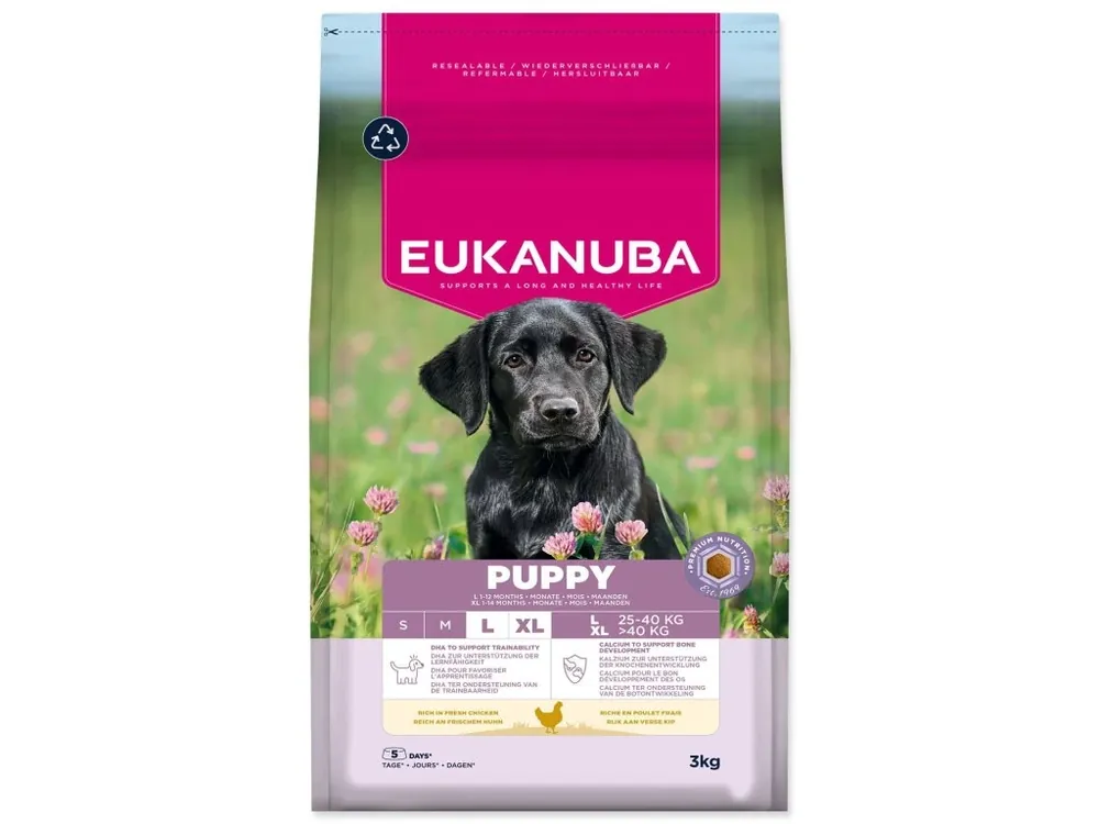 Super Cena Krmivo EUKANUBA Puppy Large rich in fresh chicken 3 kg