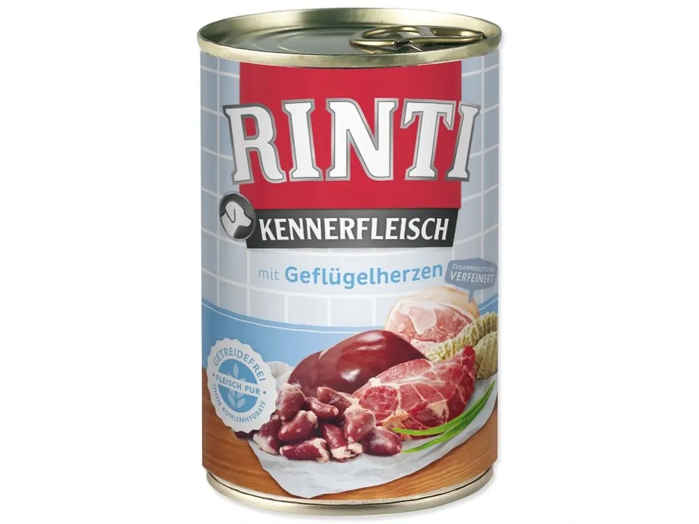 Nízká Cena Konzerva Rinti Kennerfleisch Adult drůbeží srdce 400 g
