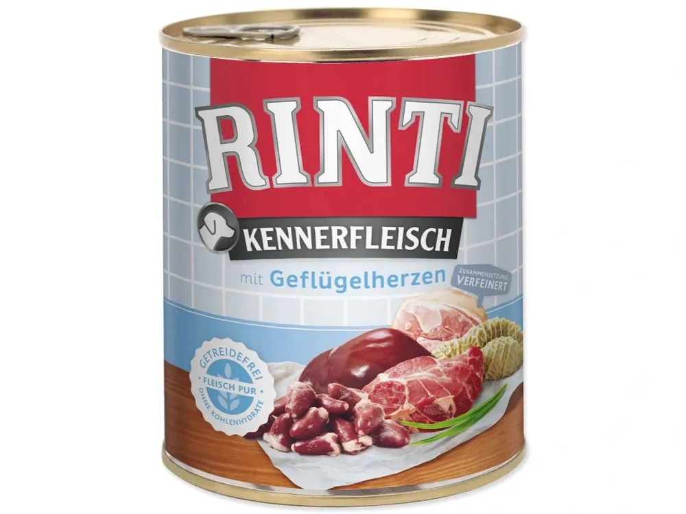 Oblíbený Konzerva Rinti Kennerfleisch Adult drůbeží srdce 800 g