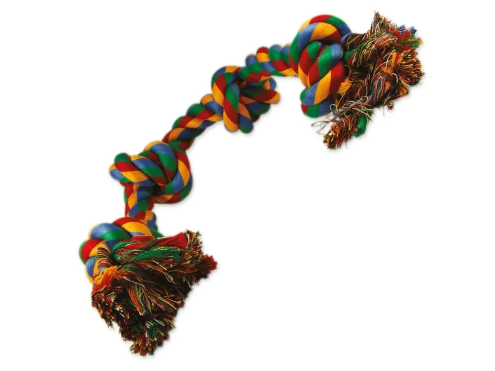 Hračka Dog Fantasy uzel bavlněný barevný 4 knoty 60 cm Horká Nabídka