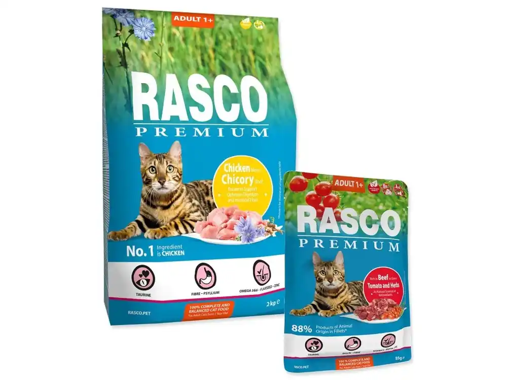 Krmivo Rasco Premium Adult kuře 2 kg + 5 kapsiček ZDARMA Časově Omezené