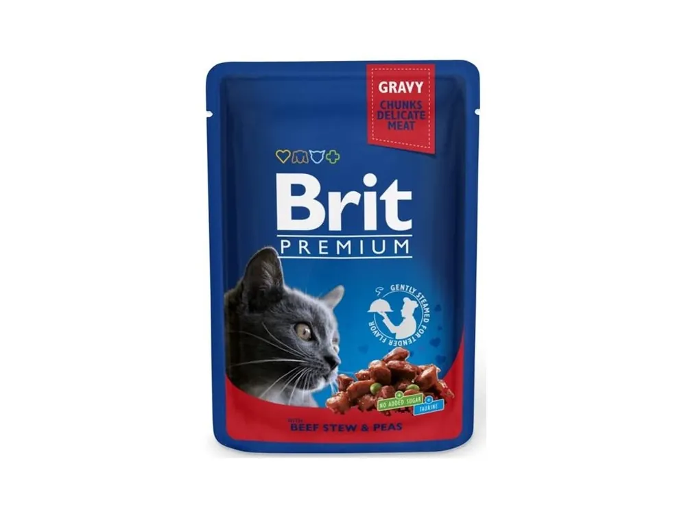 Akce Brit Premium Cat kapsička - Gravy Beef Stew & Peas 100 g