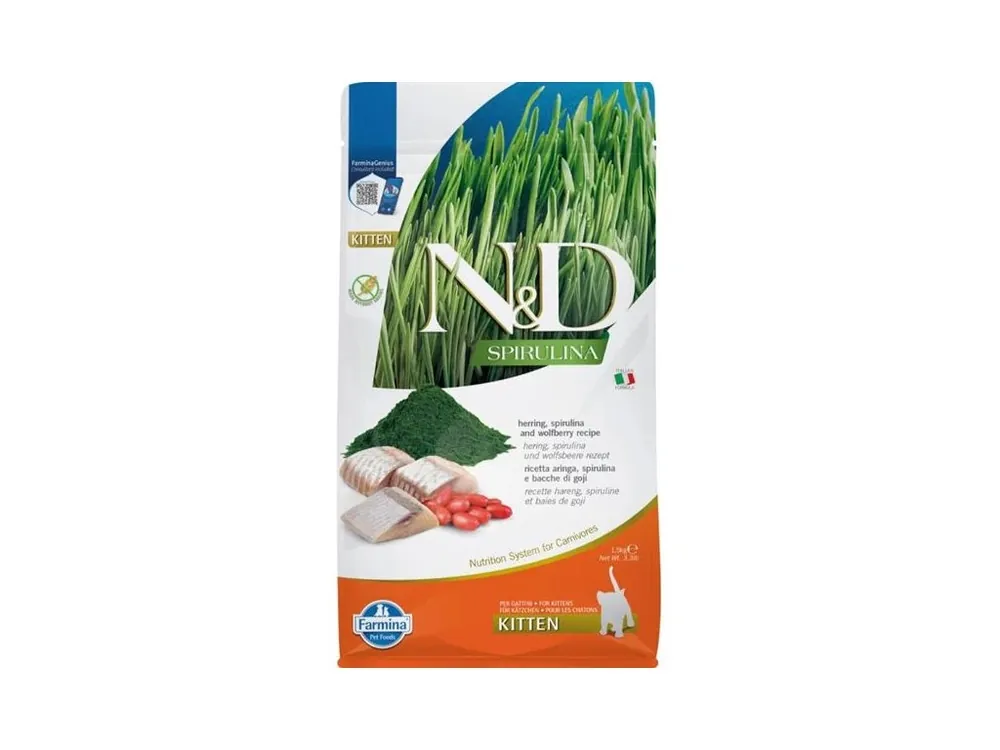 N&D SPIRULINA Cat GF Herring & Wolfberry Kitten 1,5 kg Přímo Od Výrobce