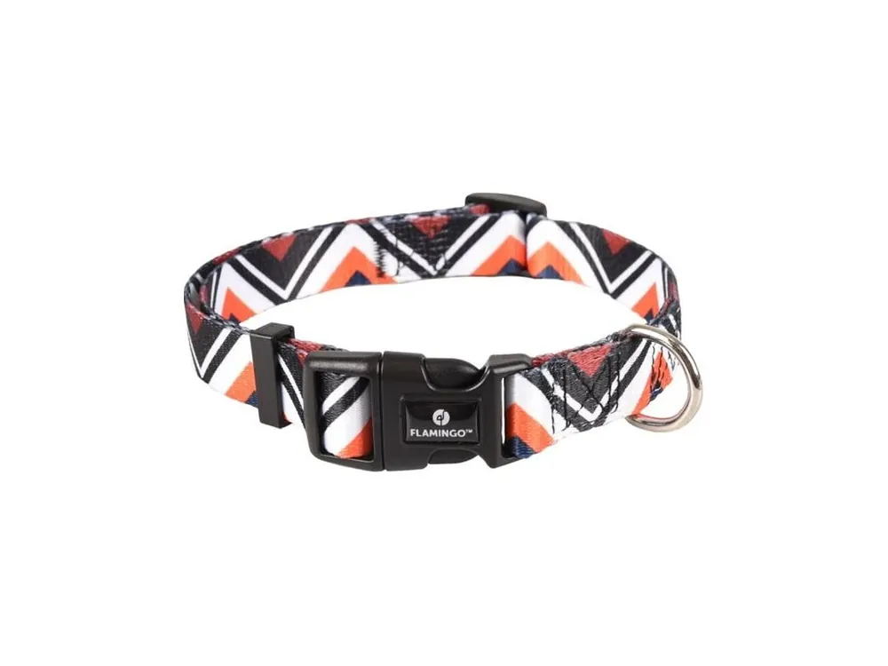 Vrácení Zdarma Obojek nylon Stian oranžovobílý M 2x40-55 cm Flamingo