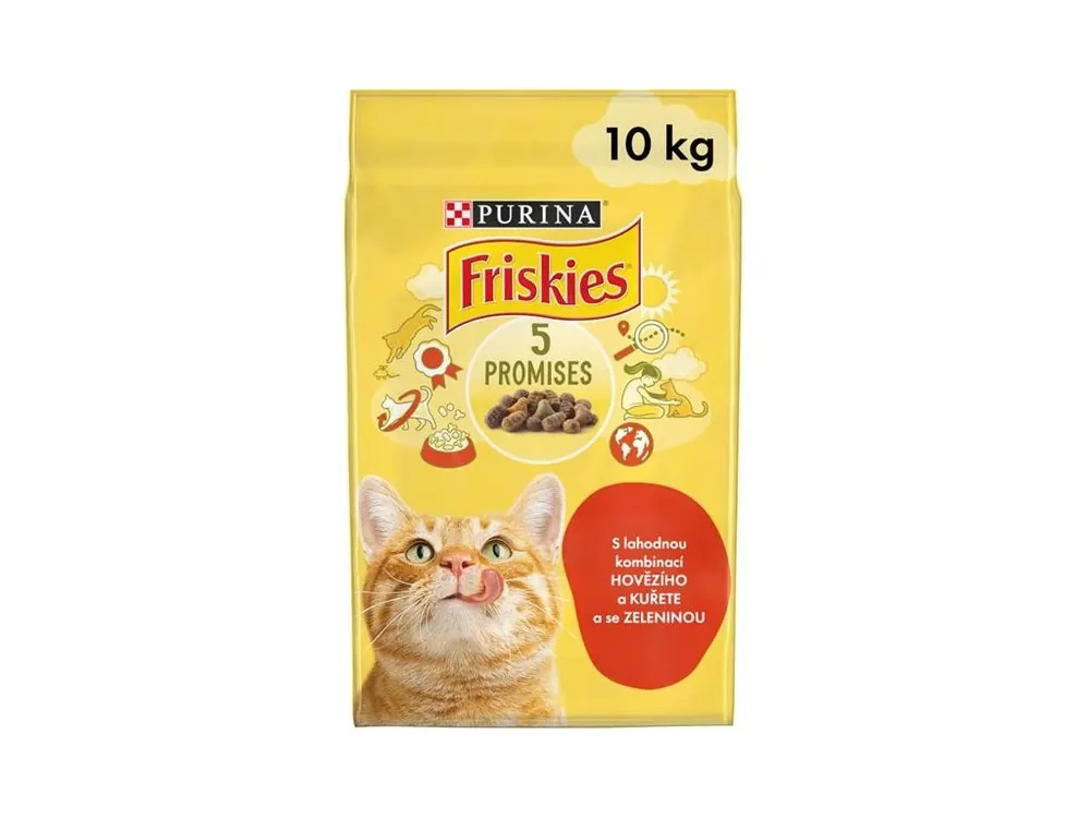 Nejprodávanější Friskies Cat Dry - maso, kuře a přidaná zelenina 10 kg