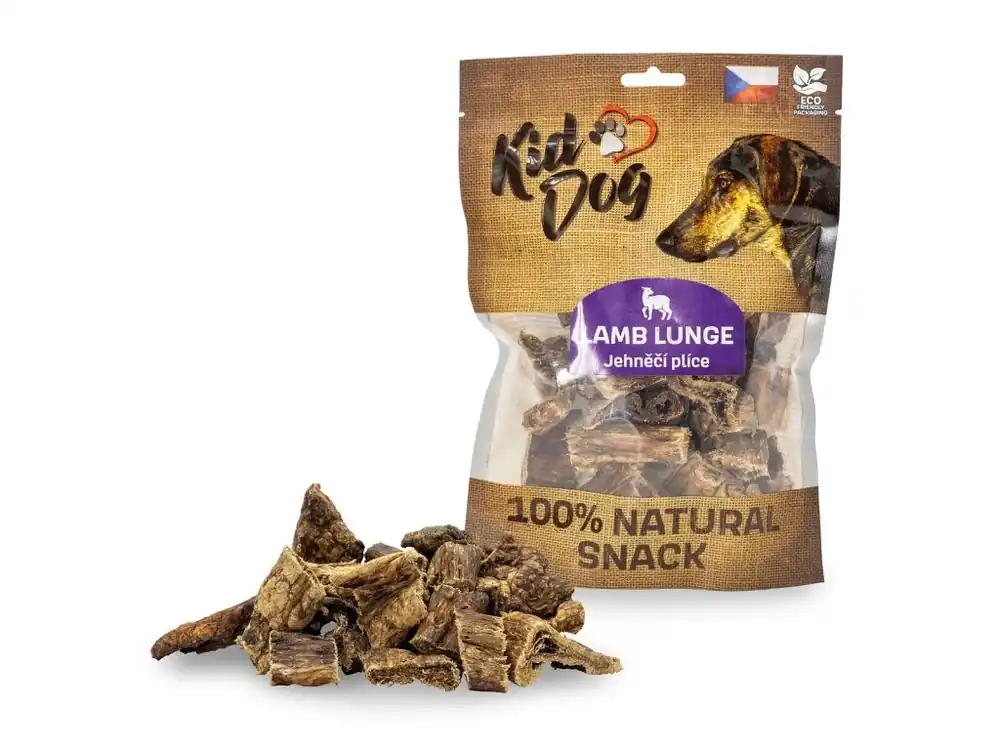 Bezpečná Platba KIDDOG 100% Natural Snack, jehněčí plíce 2-4 cm / 80 g