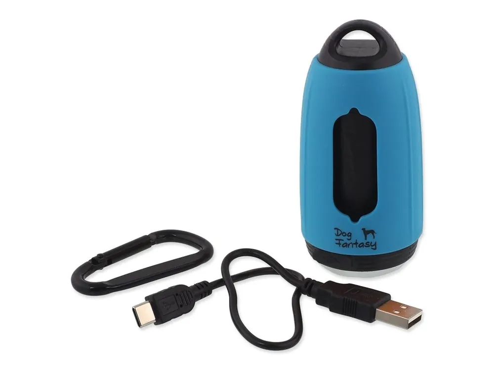 Baterka Dog Fantasy USB se sáčky na exkrementy modrá Must-Have