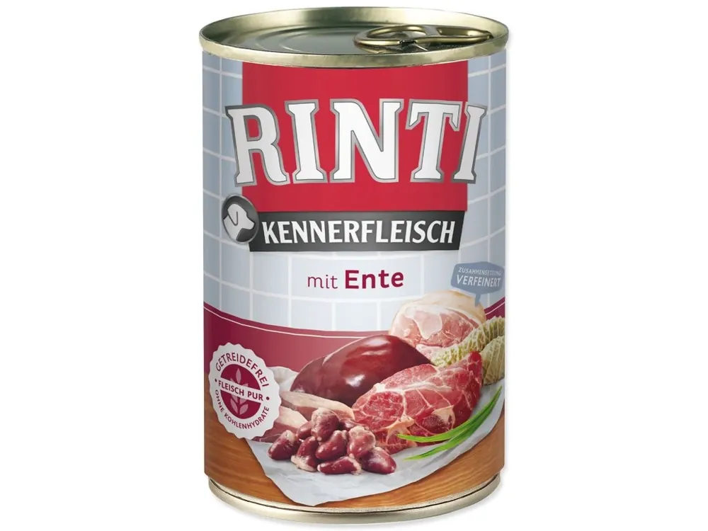 Konzerva Rinti Kennerfleisch Adult kachní srdce 400 g Pouze Dnes