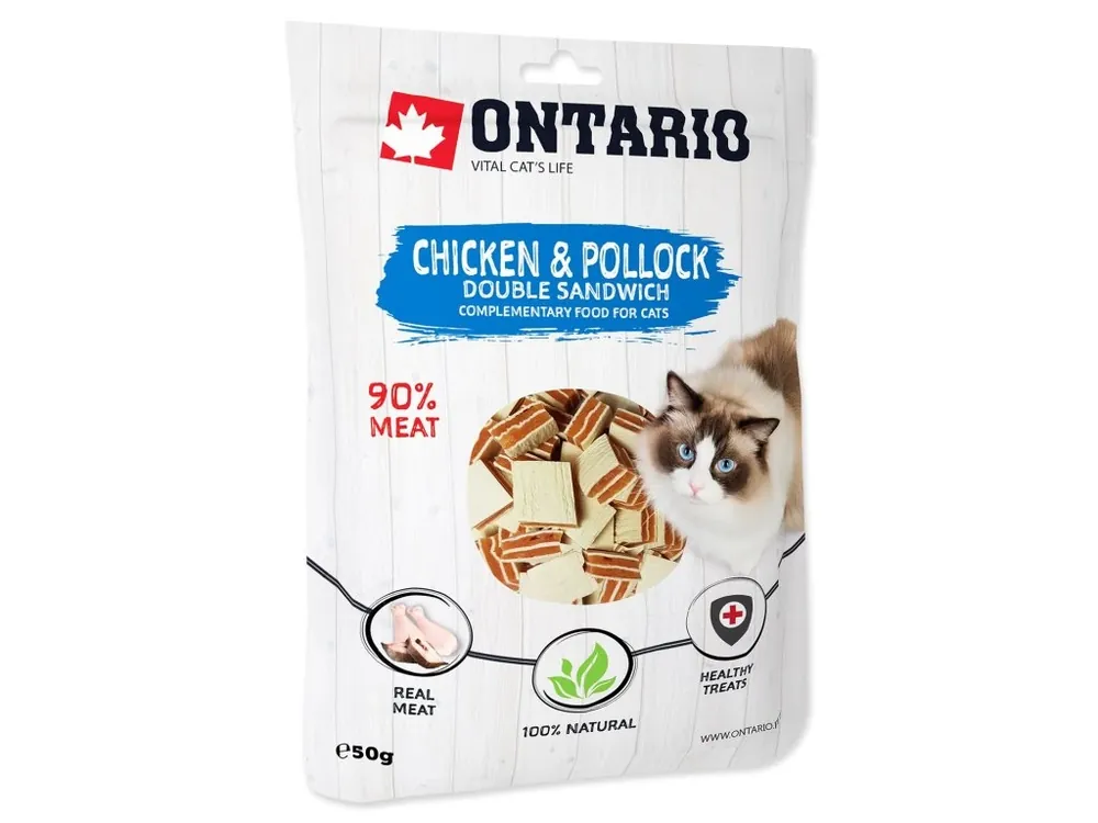 Pochoutka Ontario kuře a treska, dvojitý sendvič 50 g Tovární Cena