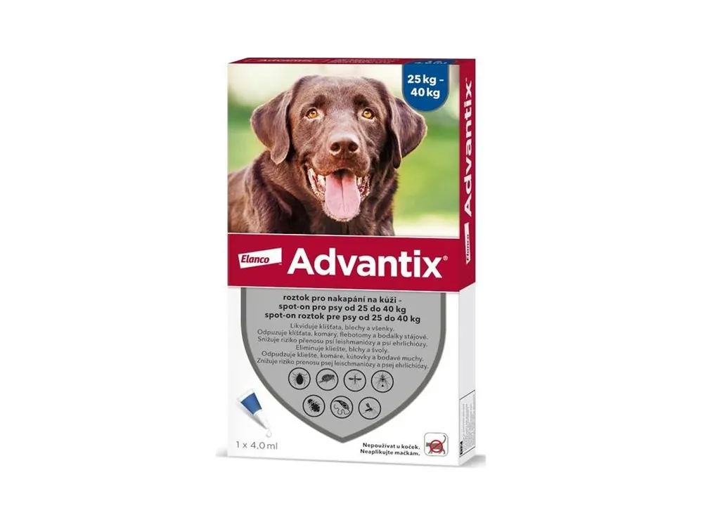 Top Prodej Advantix S.O. pes 25-40 kg a.u.v. modrý sol 1 x 4 ml