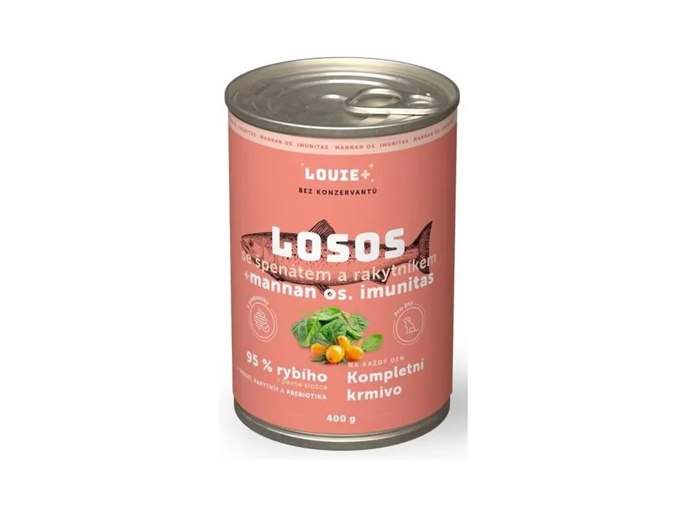 Louie konzerva pro psy losos, rakytník, prebiotika 400 g Časově Omezené