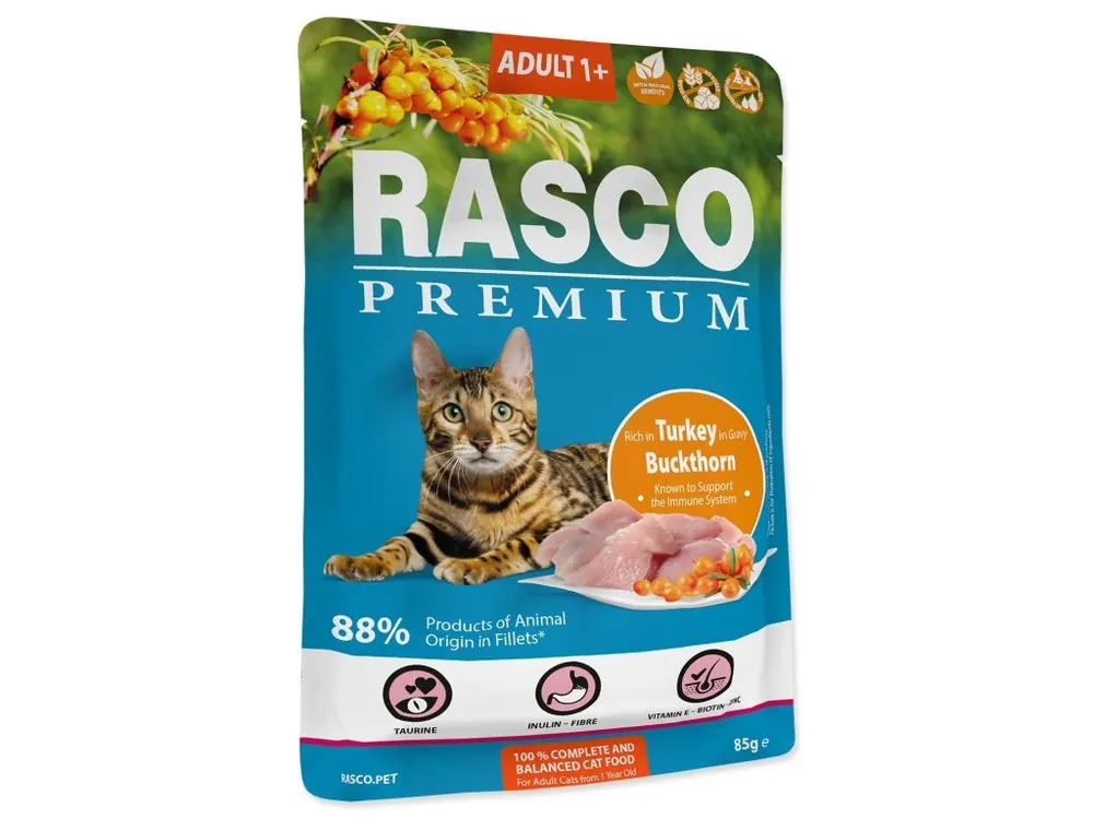 Výhodná Nabídka Kapsička Rasco Premium Adult krůta s rakytníkem 85g