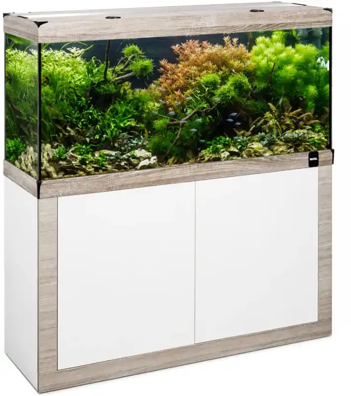 Akční Cena Fine akvarijní set 120 x 40 x 57 cm 240 l se Sinkor LED 128 W bílá / dubová