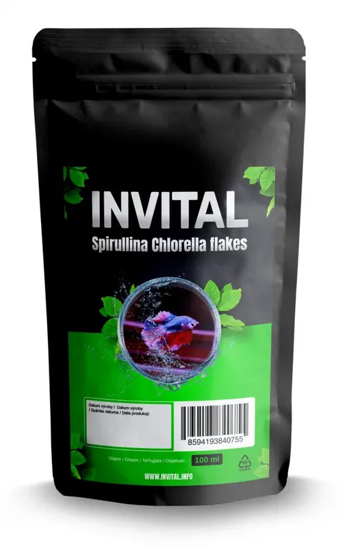 INVITAL Spirullina Chlorella flakes 100 ml vločky Novinka