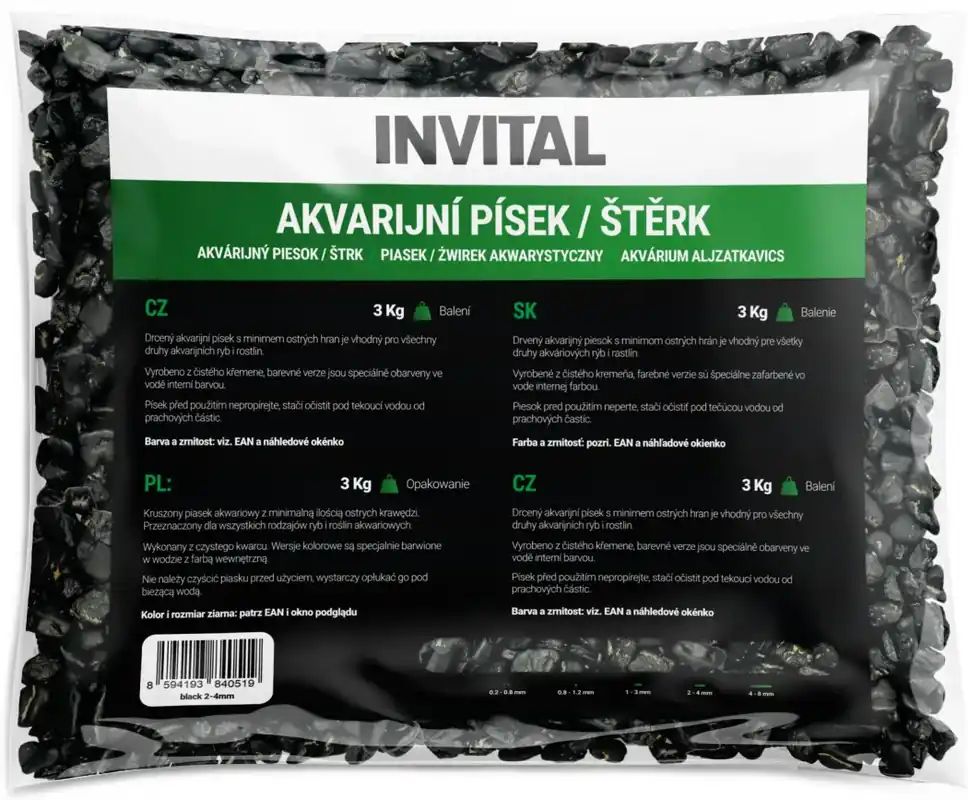 Ověřený Akvarijní štěrk černý 4-8 mm 3kg