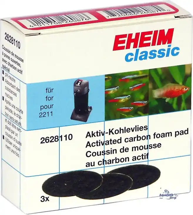 Aktuální Eheim filtrační vata s aktivním uhlím pro filtr Eheim 2211 3ks