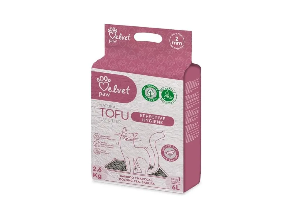Stelivo Velvet Paw Tofu Effective hygiene 6l / 2,6kg Omezená Nabídka