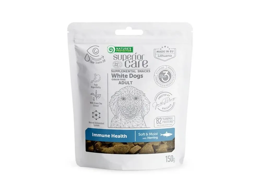 Speciální Cena Nature‘s Protection Superior Care Snack White Dogs Immunity GF Herring 150 g