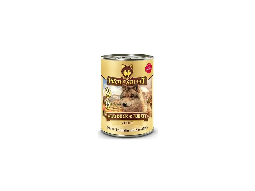 Nízká Cena Wolfsblut Dog Adult Wild Duck&Turkey konz. 395g
