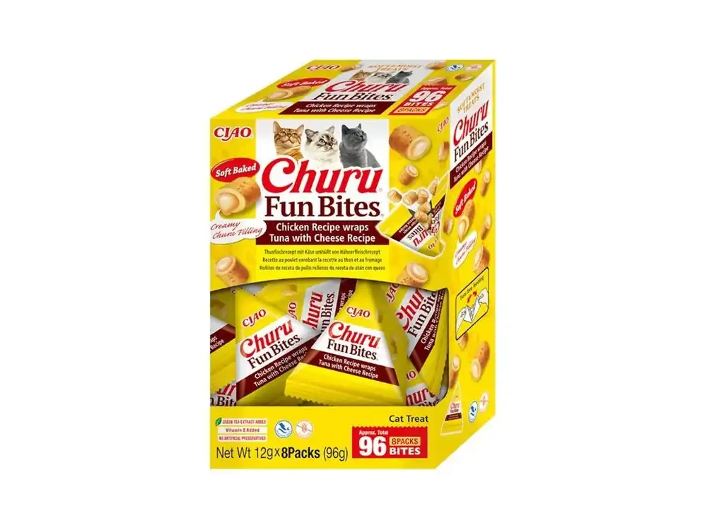 Novinka Inaba Churu Fun Bites cat snack tuňák&sýr 96 g