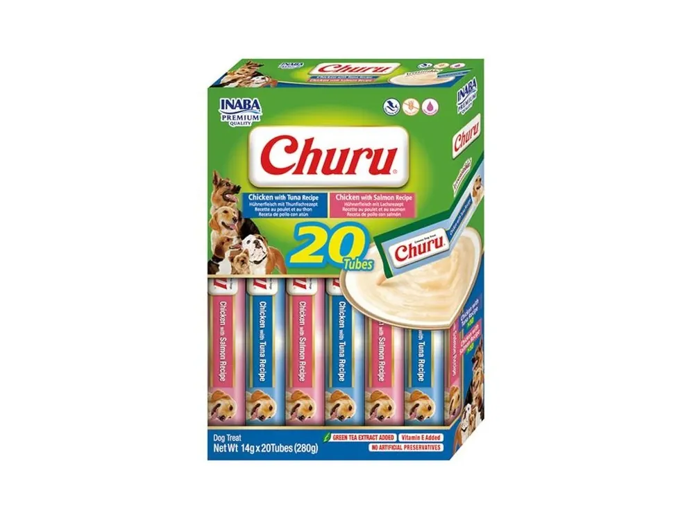 Inaba Churu dog snack kuře&tuňák a kuře&losos multipack 20x14g Bezpečná Platba